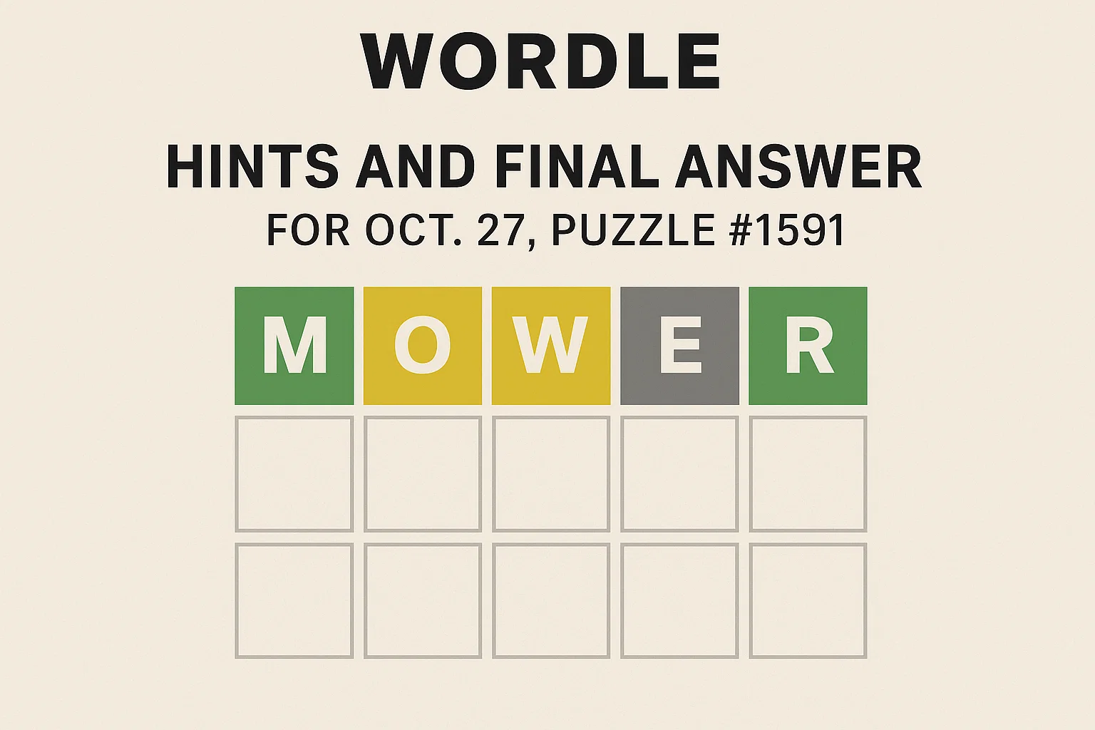 Today’s Wordle: Hints and Final Answer for Oct. 27, Puzzle #1591